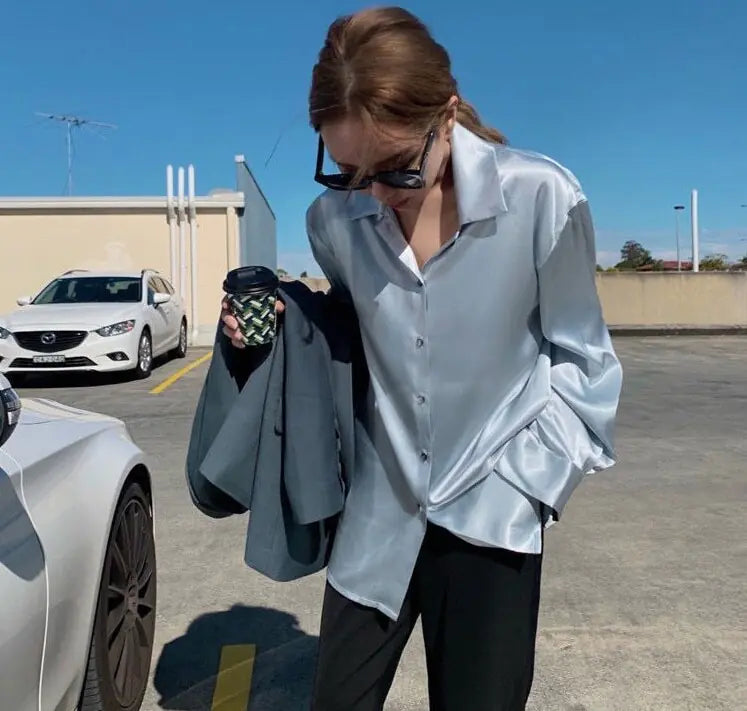 Women's Korean Style Loose Long Sleeve Shirt