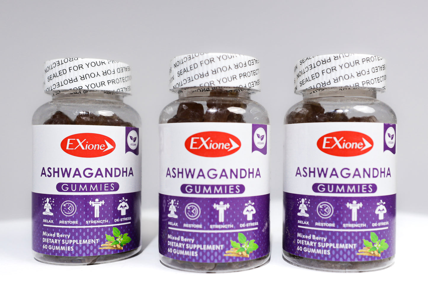 3 Bottles Of Ashwagandha For Stress Relief