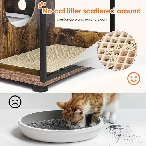 Litter Box Enclosure For 2 Cats.Cat Litter Box Furniture,Enclosed Cat Litter Boxes,Cat Furniture Cabinet,Rustic Brown