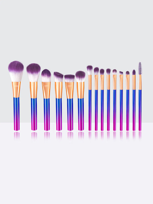 15-Piece Colorful Gradient Makeup Brush Set