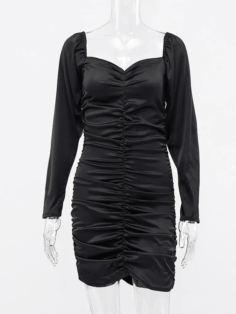 Summer Women's Long Sleeve Bodycon Dress with Ruffles