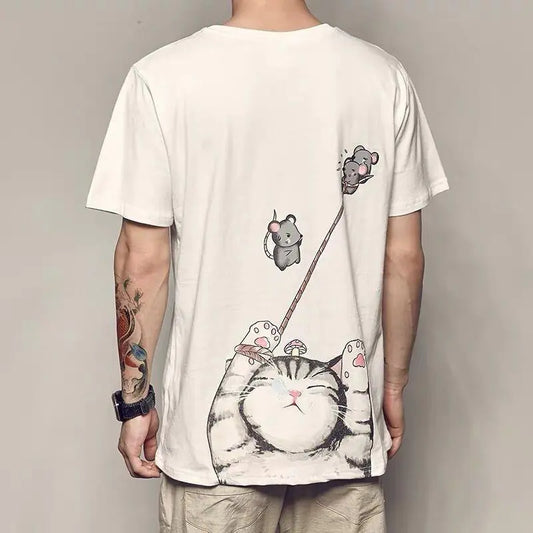 Anime Print Short Sleeve T-Shirt for Men (Casual Style)