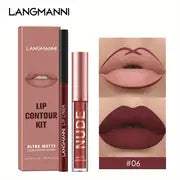 LANGMANNI 2Pcs Long-Lasting Lip Gloss & Liner Set