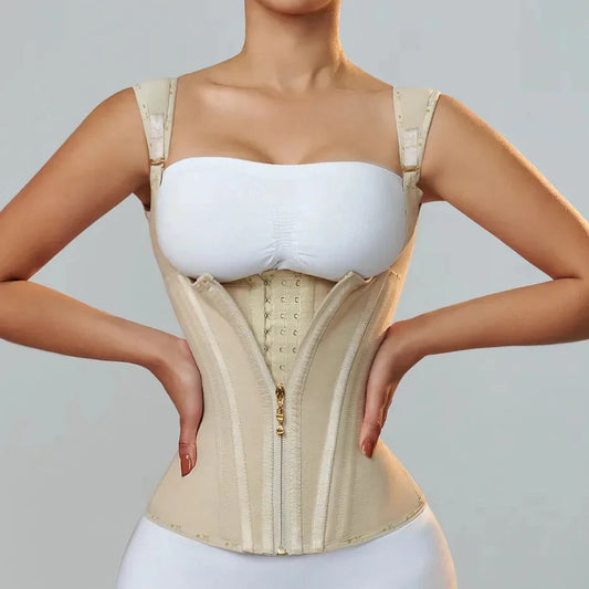 High Elastic Mesh Waist Seal Court Belly Contracting And Slimming Waistband Zipper Breasted Vintage Corset