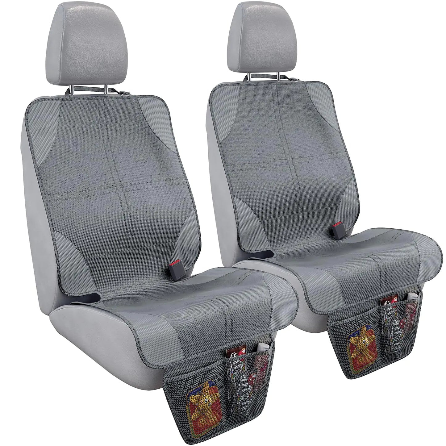 Car Seat Protector For Child Car Seat Car Seat Protection For Baby Carseat Non-Slip Seat Protector Under Baby Car Seat Thick Padding Seat Cover For Car Seat With 2 Mesh Storage Pockets 2 Pack Grey
