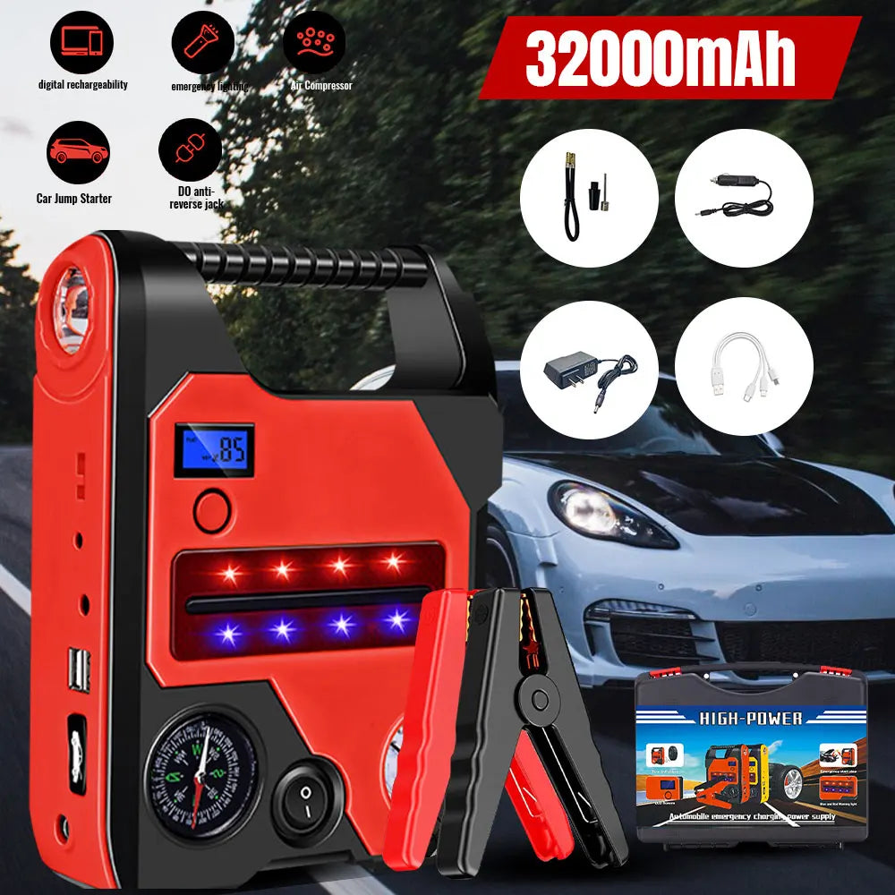 4 In1 Car Jump Starter with Air Compressor Portable Flashlight Starting Device