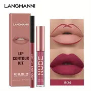 LANGMANNI 2Pcs Long-Lasting Lip Gloss & Liner Set
