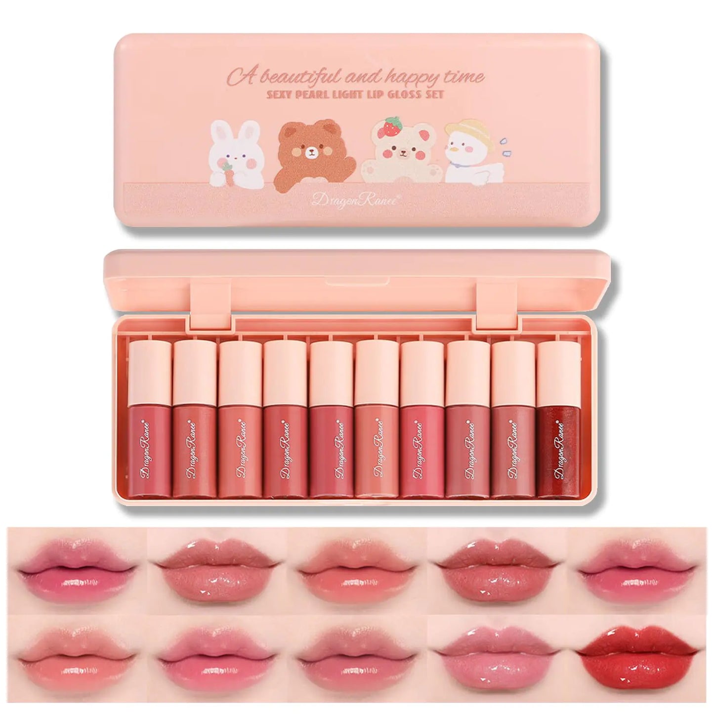Get 10 Colors Lip Tint Stain Mini Liquid Lipstick Set Korean Velvet Watery Lip Stain Moisturizing Natural Lip Gloss Multi-Use Lip and Cheek Tint Non-Stick Cup High Pigment Long-Lasting Vivid Color
