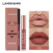 LANGMANNI 2Pcs Long-Lasting Lip Gloss & Liner Set