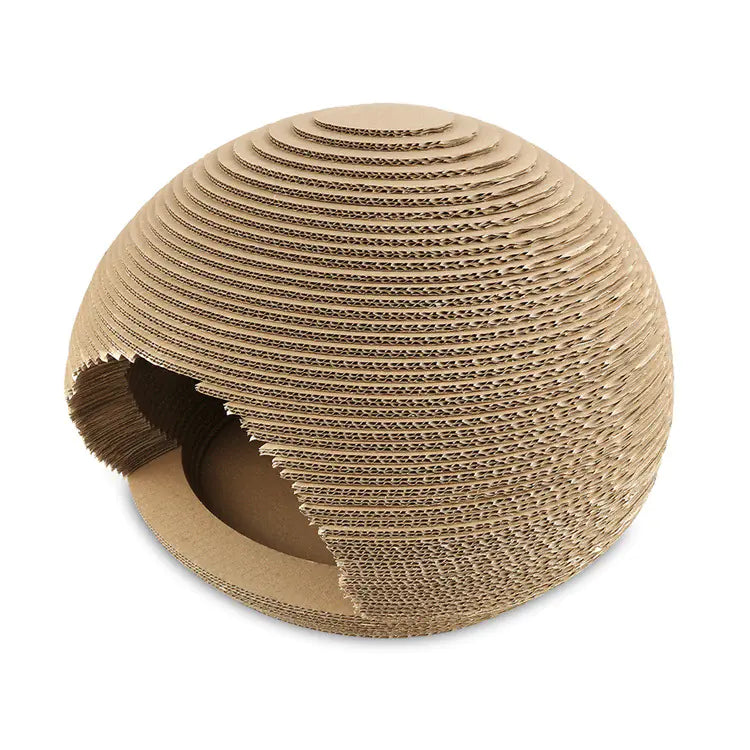 Cool Corrugated Cat House with Scratching Ball Toy
