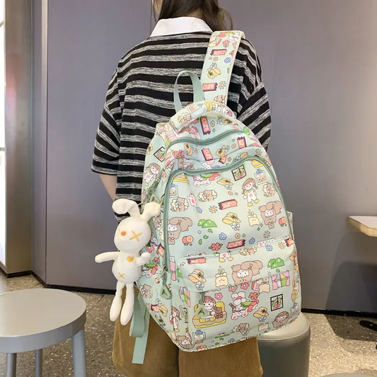 Cute Cartoon Print Women's Backpack for School