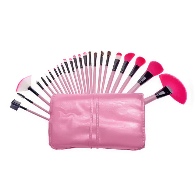 24-Piece Makeup Brush Set with Wooden Handles