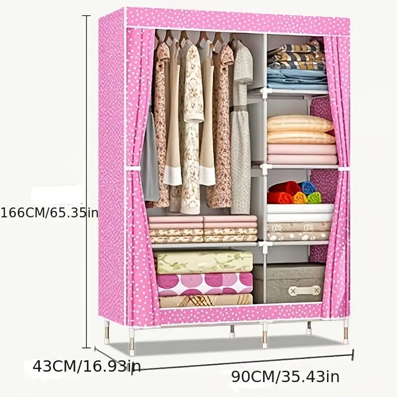Portable Wardrobe Storage Organizer with Hanging Rods
