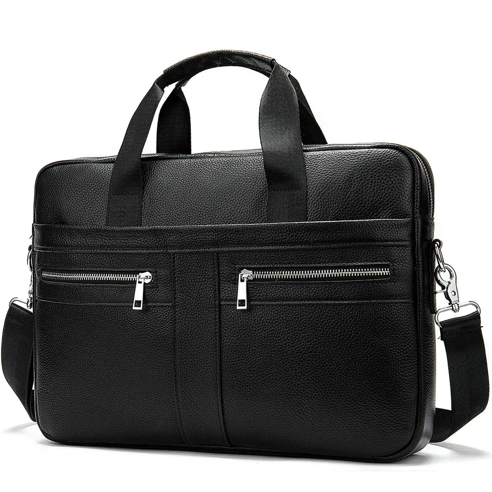 Men's Portable Leather Briefcase in First Layer Cowhide