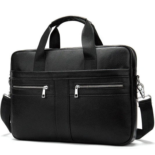 Men's Portable Leather Briefcase in First Layer Cowhide