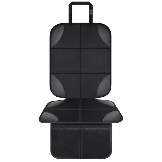 Musclez Baby Car Seat Protectors for Child Car Seat Baby Car Seat Cover Waterproof 600D Fabric Padding Non-Slip Backing 2 Mesh Pockets Carseat Protector for Travel Vehicles Baby Pets (Black-1pcs)