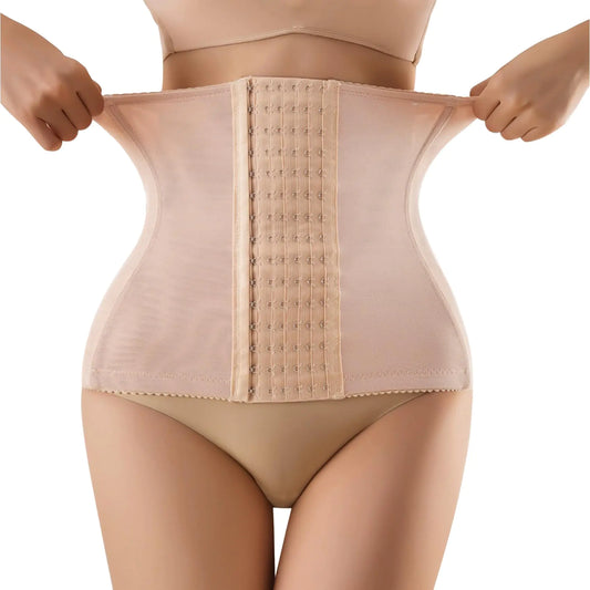 Redbean Waist Trainer for Women Tummy Control Body Shaper Breathable Cross Mesh Corset Waist Cincher Shapewear Girdle(Beige Plus SizeXL)