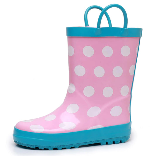 WTW Toddler and Kids Rain Boots with Easy-On Handles Unisex-Child Waterproof Rubber Rain Boots in Fun Patterns for Girls and Boys (Toddler/Little Kid/Big Kid)