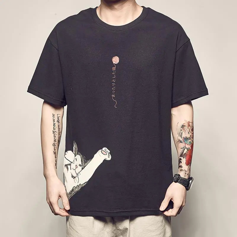 Anime Print Short Sleeve T-Shirt for Men (Casual Style)