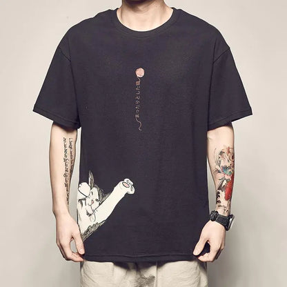 Anime Print Short Sleeve T-Shirt for Men (Casual Style)