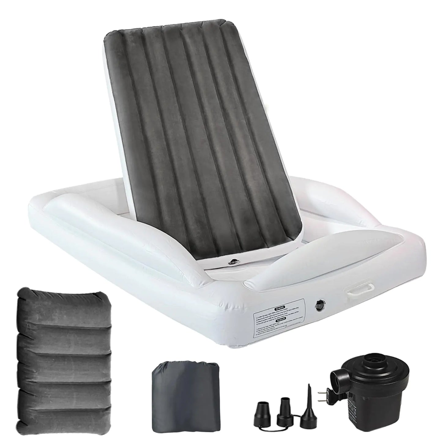 Inflatable Toddler Bed with Electric Pump Toddler Travel Bed Removable Toddler Inflatable Bed for Kids with 3 Sides Safety Bumpers  Toddler Air Mattress for Trip Camping Sleeplovers (61"-Grey)
