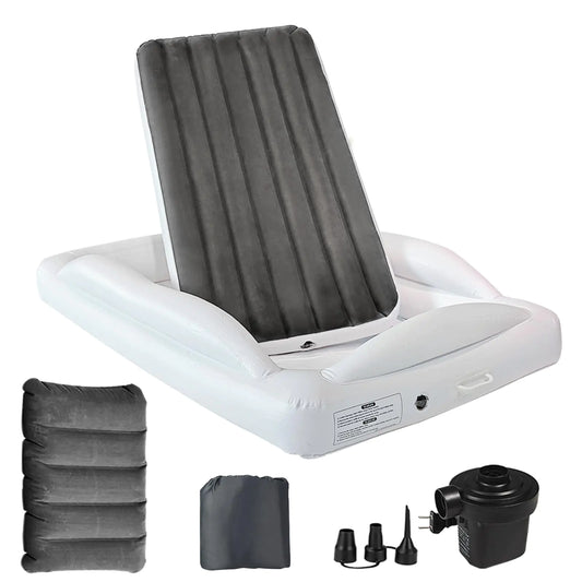 Inflatable Toddler Bed with Electric Pump Toddler Travel Bed Removable Toddler Inflatable Bed for Kids with 3 Sides Safety Bumpers  Toddler Air Mattress for Trip Camping Sleeplovers (61"-Grey)
