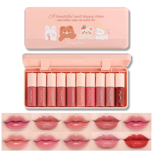 Get 10 Colors Lip Tint Stain Mini Liquid Lipstick Set Korean Velvet Watery Lip Stain Moisturizing Natural Lip Gloss Multi-Use Lip and Cheek Tint Non-Stick Cup High Pigment Long-Lasting Vivid Color