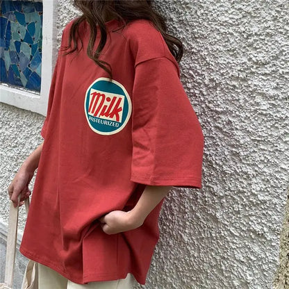 Loose Fit Short Sleeve T-shirt in Trendy Style