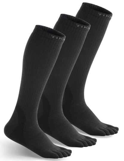 TikMox Toe Socks Crew Breathable Running Socks Athletic Arch Support Five Finger Socks 3-Pairs black for Men & Women(S)