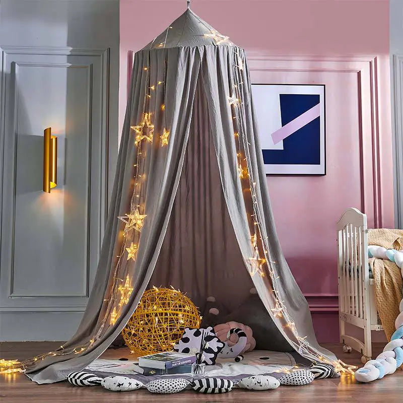 Dome Baby Crib Canopy with Light Blocking and Mosquito Net