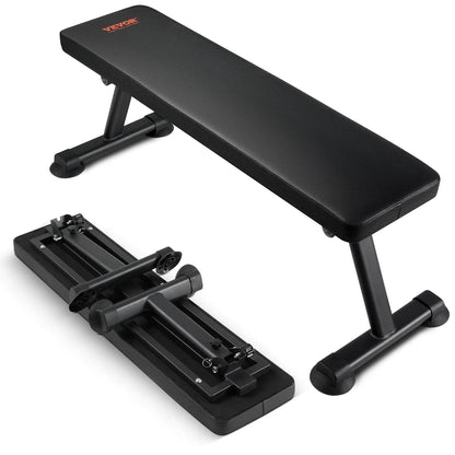 VEVOR Flat Weight Bench Foldable Strength Training Bench Utility Workout Bench for Full Body Workout 1000 LBS Press Bench for Home Gym Exercise for Multi-Purpose Weight Training and Ab Exercises