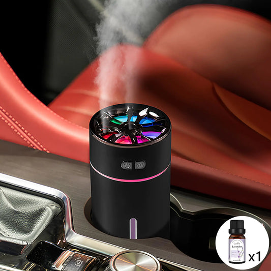 Holwim Waterless Car Diffuser for Essential Oils 300ml Dual Nozzle Battery Powered HumidifierSmart Car Air Freshener Diffuser with Colorful Lights and Various Spray Modes for Car Office Home（Set）