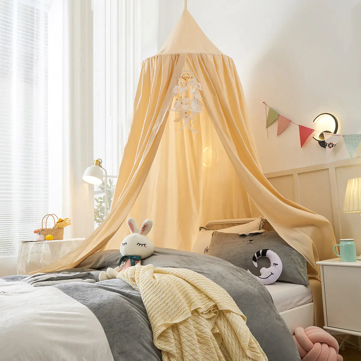 Dome Baby Crib Canopy with Light Blocking and Mosquito Net