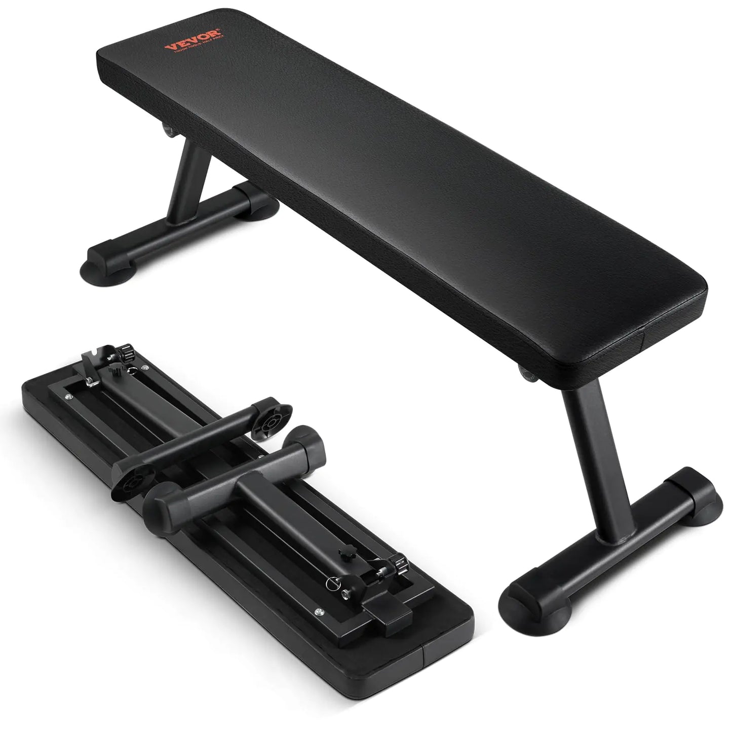 VEVOR Flat Weight Bench Foldable Strength Training Bench Utility Workout Bench for Full Body Workout 1000 LBS Press Bench for Home Gym Exercise for Multi-Purpose Weight Training and Ab Exercises