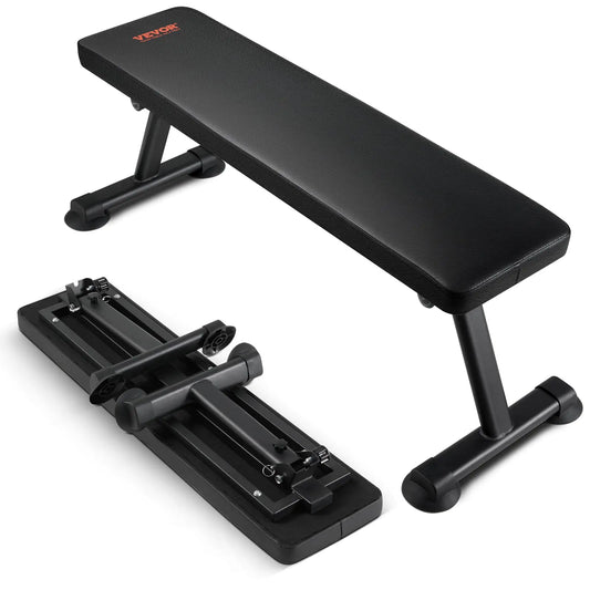 VEVOR Flat Weight Bench Foldable Strength Training Bench Utility Workout Bench for Full Body Workout 1000 LBS Press Bench for Home Gym Exercise for Multi-Purpose Weight Training and Ab Exercises