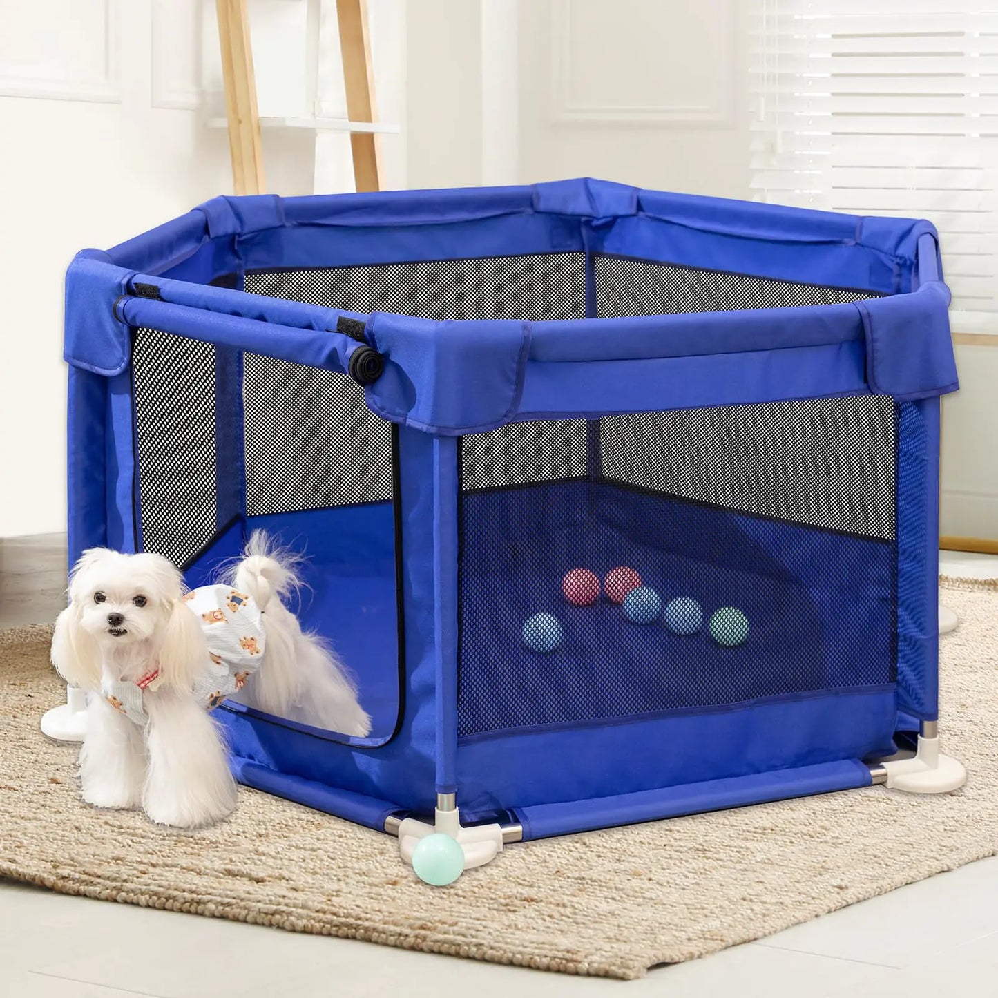 Dog Playpen 42×42x24 InchesSmall Animals PlaypenSturdy Safety Dog Play Pen with Thickened FabricPet PlayPen for IndoorsPuppy PlayPen with Gate for Puppies Cat Rabbit Chicks