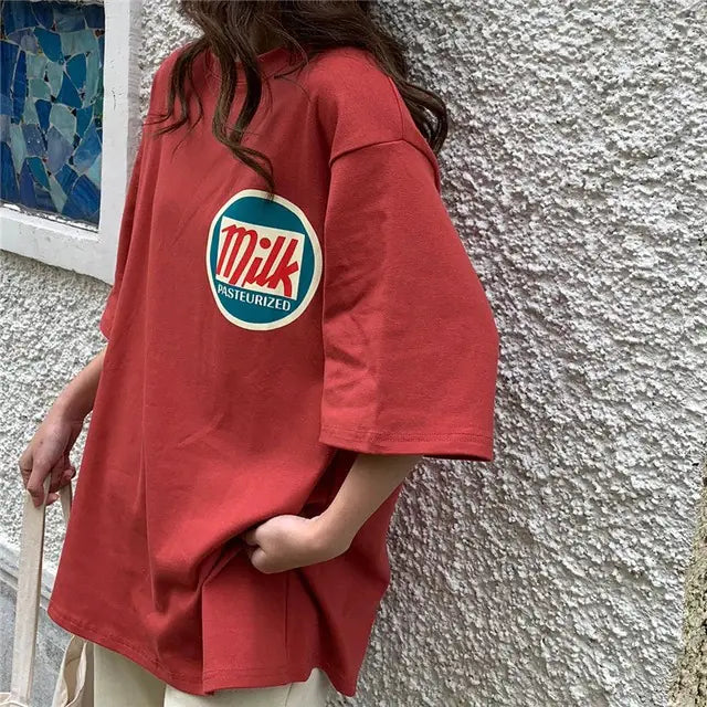 Loose Fit Short Sleeve T-shirt in Trendy Style