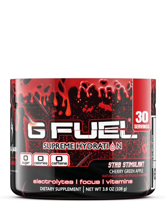 G Fuel Ghost Face Electrolyte Powder Stab Stimulant Zero Sugar Hydration Powder for Instant Hydration Caffeine-Free Hydration Mix with Electrolytes & Vitamins Cherry Green Apple 30 Servings