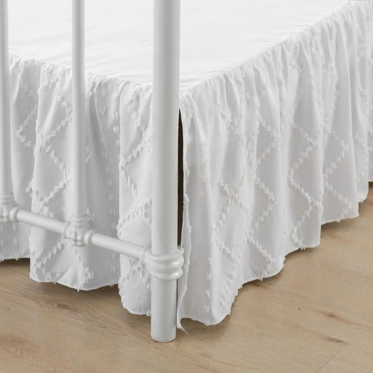 Bed Skirt Full Size，Ruffled White Bed Skirt with Split Corners，Full Bed Skirt 12 Inch Drop Boho Tufted Shabby Chic Full Size Bed Skirt Bed Skirt Full Size