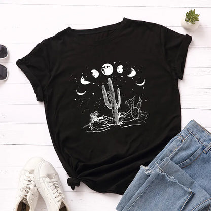 Loose Fit Cotton Short Sleeve T-Shirt for Women