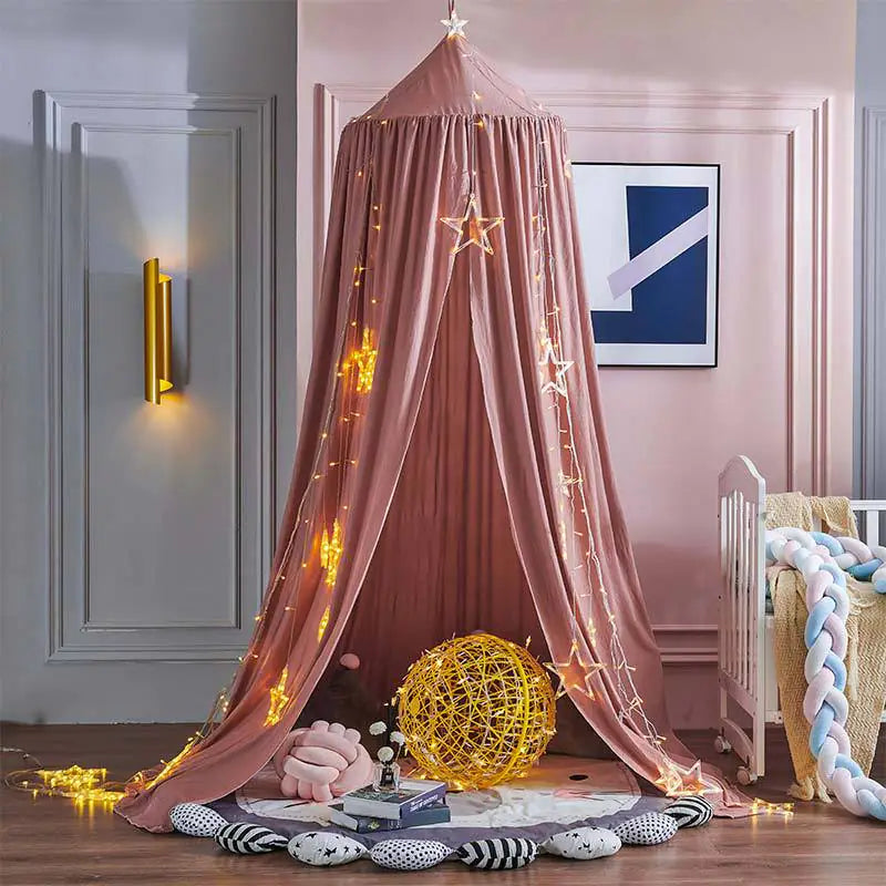 Dome Baby Crib Canopy with Light Blocking and Mosquito Net