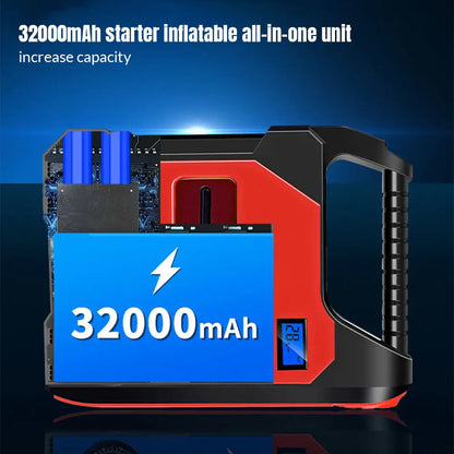 4 In1 Car Jump Starter with Air Compressor Portable Flashlight Starting Device