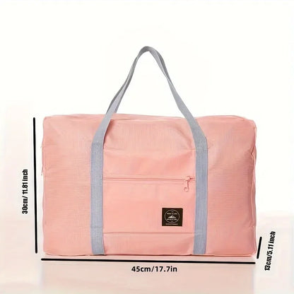 1 set of foldable large capacity travel luggage bag, expandable fitness bag, sports carry on, weekend luggage check-in, luggage