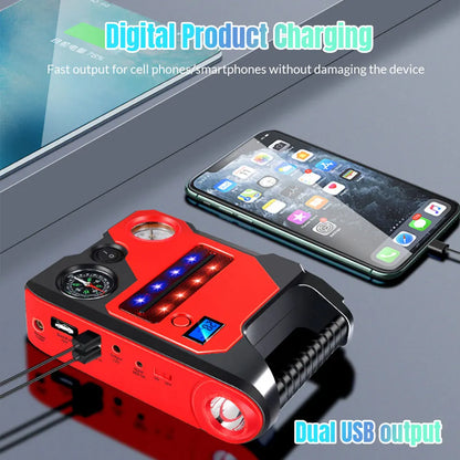 4 In1 Car Jump Starter with Air Compressor Portable Flashlight Starting Device