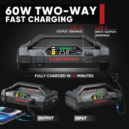 Lokithor JA400 1750A 12V Jump Starter Air Compressor