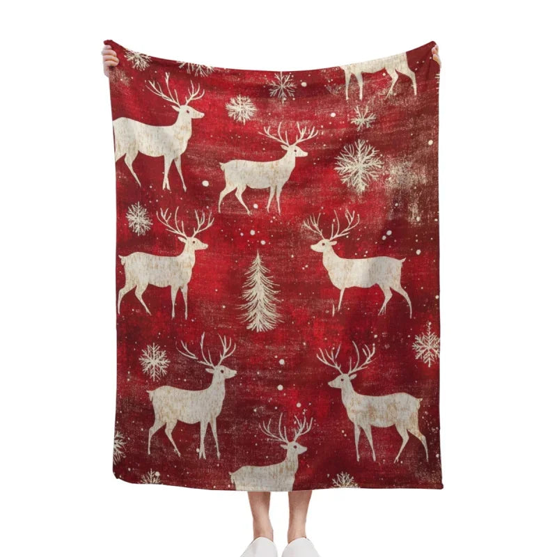 Christmas Deer Flannel Blanket, Super Soft