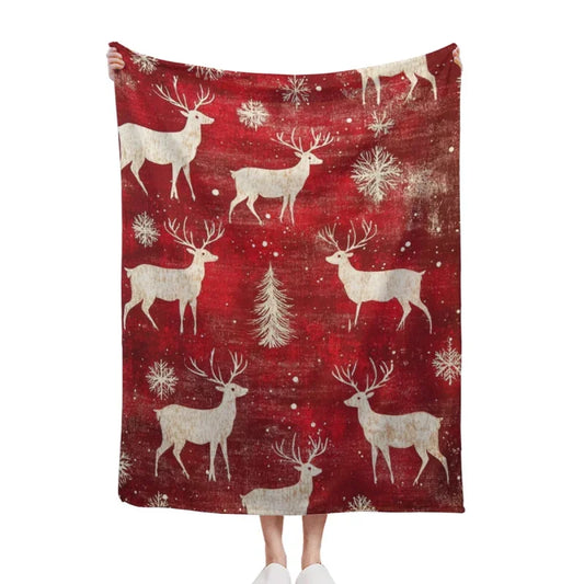 Christmas Deer Flannel Blanket, Super Soft