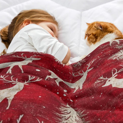 Christmas Deer Flannel Blanket, Super Soft