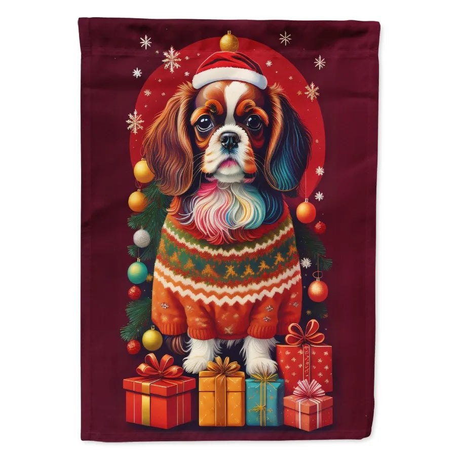 English Toy Spaniel Holiday Christmas House Flag