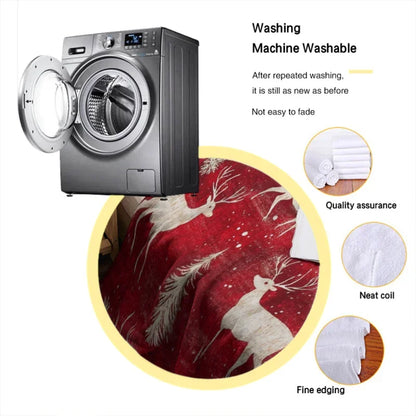 Christmas Deer Flannel Blanket, Super Soft